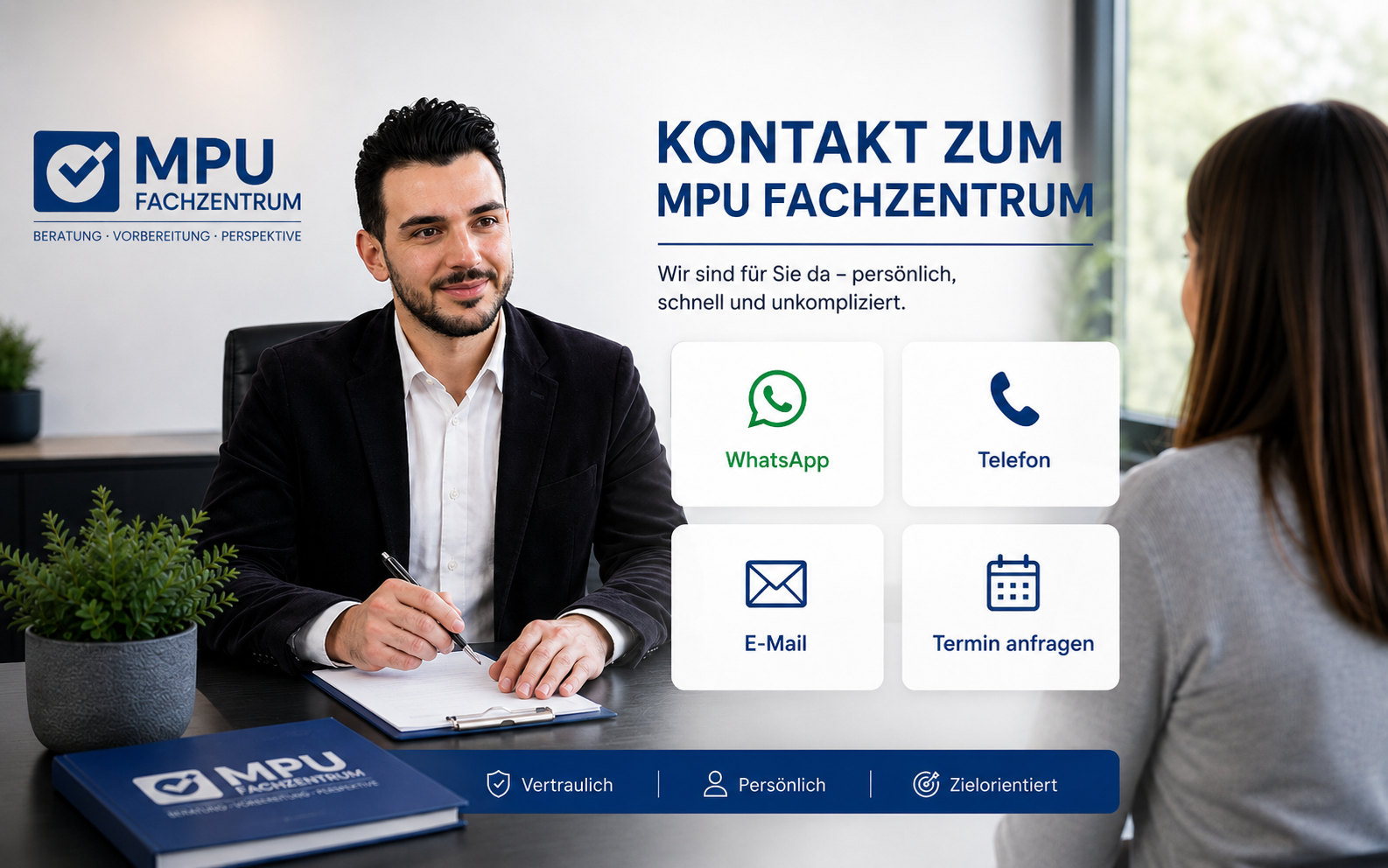Kontakt zum MPU Fachzentrum für WhatsApp, Telefon, E-Mail und Terminvereinbarung
