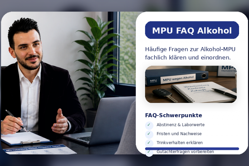 MPU FAQ Alkohol mit Fragen zu Promille, Abstinenz und Vorbereitung im MPU Fachzentrum