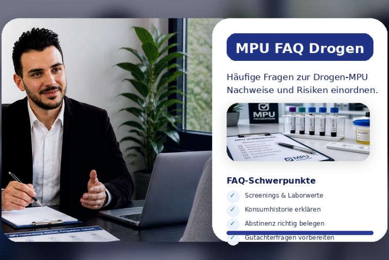 MPU FAQ Drogen mit Fragen zu Abstinenz, Cannabis, Nachweisen und Vorbereitung im MPU Fachzentrum