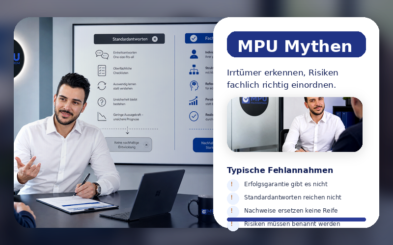 Beratung im MPU Fachzentrum zu typischen MPU Mythen, Irrtümern und fachlichen Risiken vor der Begutachtung